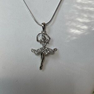 Elegant Silver Ballerina Pendant Necklace